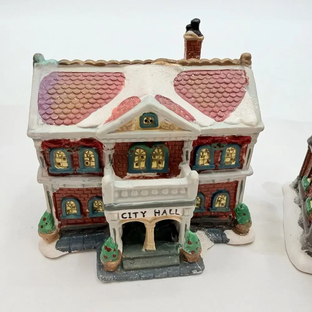 Vintage 2005 Windham Heights Bank City Hall Coffee House Village Christmas Decor